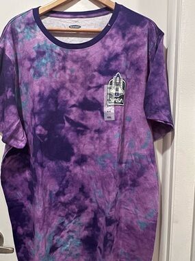 Old Navy Purple and Teal Tie-Dye NASA Patch Tee